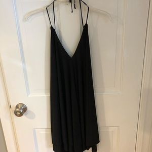 Bebe black deep v tie neck dress